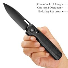 Trivisa Sabretooth-BM | Çapraz Kilitli | Siyah Mikarta Sap | 14C28N Çelik Siyah Taşlanmış Çakı | TY29-BM-14