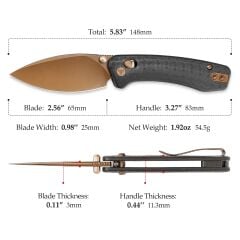 Trivisa Koala-CG | Çapraz Kilitli | Karbon Fiber G10 Sap | N690 Çelik Mini Çakı | JM02-CG-N