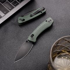 Trivisa Koala-G | Çapraz Kilitli | Yeşil Mikarta Sap | N690 Çelik Mini Çakı | JM02-GM-N