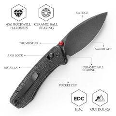 Trivisa Koala-B | Çapraz Kilitli | Mikarta Sap | N690 Çelik Mini Çakı | JM02-BM-N