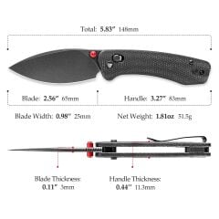 Trivisa Koala-B | Çapraz Kilitli | Mikarta Sap | N690 Çelik Mini Çakı | JM02-BM-N