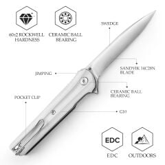 Trivisa Seagull-W | Liner Lock | G10 Sap | 14C28N Çelik Çakı | TY28-WG-14