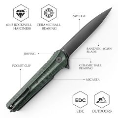 Trivisa Seagull-G | Liner Lock | Mikarta Sap | 14C28N Çelik Çakı | TY28-GM-14