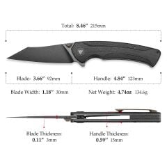 Trivisa Lynx-03B | Başparmak Sapı | Astar Kilitli | G10 Sap | S35VN Çelik Çakı | TY05-BB-SG