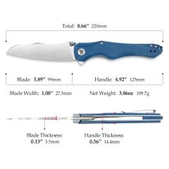 Trivisa Triton-04L | Başparmak Sapı | Mikarta Sap | Önden Açılan 14C28N Çelik Çakı | TY24-LM-14