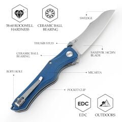 Trivisa Triton-04L | Başparmak Sapı | Mikarta Sap | Önden Açılan 14C28N Çelik Çakı | TY24-LM-14