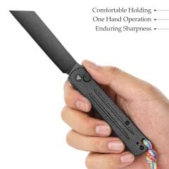 Trivisa Hydra-04B | Higonokami Düğmeli Kilit | Mikarta Sap | 10Cr15CoMoV Çelik Çakı | TY11-BM-10