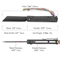 Trivisa Hydra-04B | Higonokami Düğmeli Kilit | Mikarta Sap | 10Cr15CoMoV Çelik Çakı | TY11-BM-10