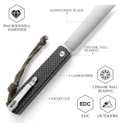 Trivisa Hydra-05 | Karbon Fiber ve G10 Sap | 10Cr15CoMoV Çelik Çakı | TY11-CG-10