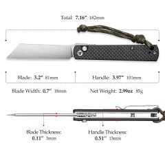 Trivisa Hydra-05 | Karbon Fiber ve G10 Sap | 10Cr15CoMoV Çelik Çakı | TY11-CG-10