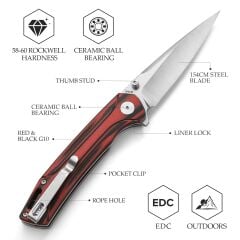 Trivisa Volans-03RB | Astar Kilitli | Katmanlı Mikarta Sap | 154CM Çelik Çakı | TY10-RBG-154