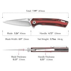 Trivisa Volans-03RB | Astar Kilitli | Katmanlı Mikarta Sap | 154CM Çelik Çakı | TY10-RBG-154