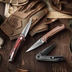 Trivisa Volans-03RB | Astar Kilitli | Katmanlı Mikarta Sap | 154CM Çelik Çakı | TY10-RBG-154