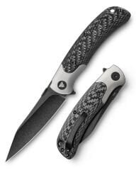 Trivisa UMa-05B | Titanyum Destek ve Başparmak Sapı | Karbon Fiber Saplar | Siyah Taşlanmış S35VN Çelik Çakı | TY07-BCT-S