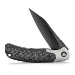 Trivisa UMa-05B | Titanyum Destek ve Başparmak Sapı | Karbon Fiber Saplar | Siyah Taşlanmış S35VN Çelik Çakı | TY07-BCT-S