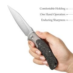 Trivisa UMa-05  | Titanyum Destek ve Başparmak Sapı | Karbon Fiber Saplar | S35VN Çelik Çakı | TY07-CT-S