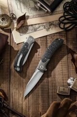 Trivisa UMa-05  | Titanyum Destek ve Başparmak Sapı | Karbon Fiber Saplar | S35VN Çelik Çakı | TY07-CT-S