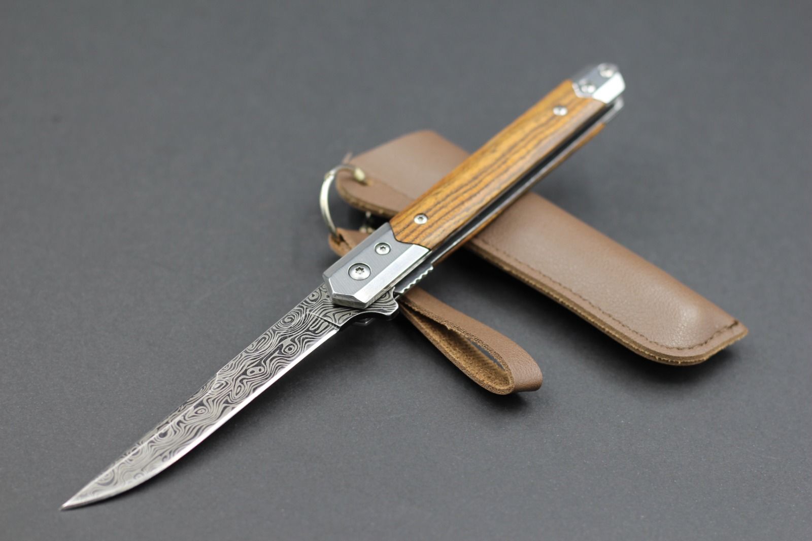 Damascus Benzetme Sivri İthal Tulum Kılıflı Çakı