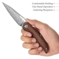 Trivisa Taurus-01i | Liner Lock | Demir Ağacı Sap | 110 Katmanlı Damascus Çelik Çakı | SY04-IW-D