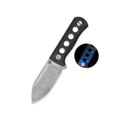 QSP Canary | Karanlıkta Parlayan Parçalanmış Karbon Fiber Sap | Lamine Damascus Çelik Boyun Bıçağı | QS141-L