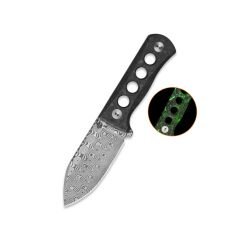QSP Canary | Karanlıkta Parlayan Parçalanmış Karbon Fiber Sap | Lamine Damascus Çelik Boyun Bıçağı | QS141-M