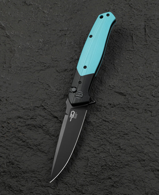 BESTECH SWORDFISH BG62E Siyah ve Açık Mavi G10 Saplı 14C28N Çakı