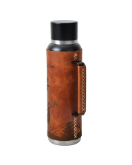 CAMPOUT ÇİFT KATMANLI TERMOS 1500 ML DERİ KAPLI SİYAH