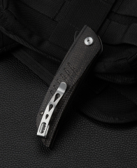 BESTECH SWIFT BG30B-2: Siyah Micarta Saplı 3,54'' D2 Bıçak