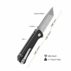 QSP Grebe T | Siyah G10 Sap | Düğme Kilitli | 14C28N Çelik Çakı | QS148-C1