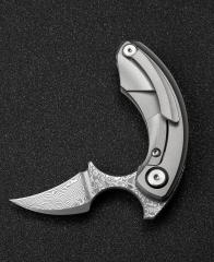 BESTECH Strelit | Titanyum Sap | Damascus Çelik Mini Çakı | BT2103G