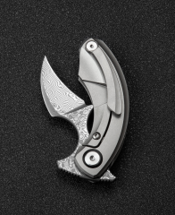 BESTECH Strelit | Titanyum Sap | Damascus Çelik Mini Çakı | BT2103G