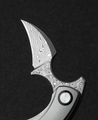 BESTECH Strelit | Titanyum Sap | Damascus Çelik Mini Çakı | BT2103G