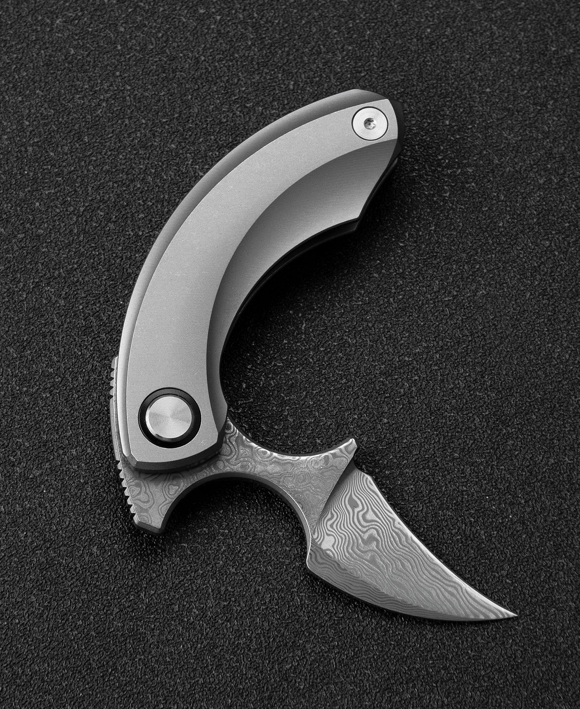 BESTECH Strelit | Titanyum Sap | Damascus Çelik Mini Çakı | BT2103G