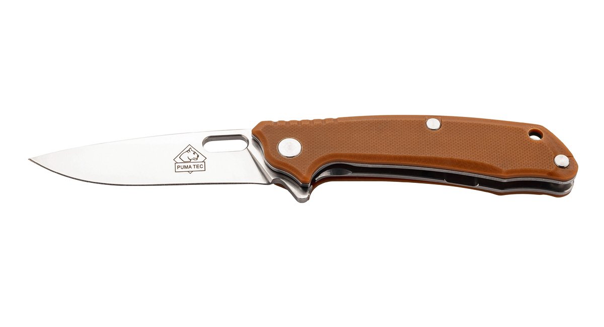 PUMA TEC One-Hand Knife (Sand-Colored G10, Flipper, Frame Lock)
