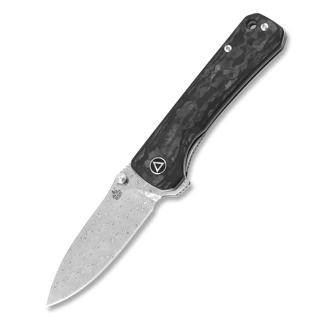QSP Hawk | Parçalanmış Karbon Fiber Sap | Lamine Damascus Çelik Çakı | QS131-E