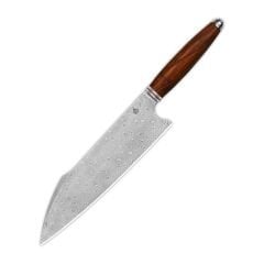 QSP Mutfak Bıçağı | Harpoon Chef | Çöl Demiri Ahşap Sap | Lamine Damascus Çelik | Mulan Serisi Şef Bıçağı | QS-KK-001B