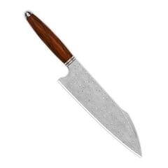 QSP Mutfak Bıçağı | Harpoon Chef | Çöl Demiri Ahşap Sap | Lamine Damascus Çelik | Mulan Serisi Şef Bıçağı | QS-KK-001B