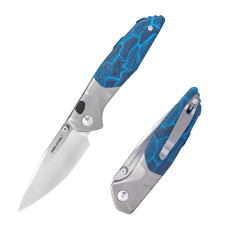 Hoeft | S35VN | Titanium & Blue Damascus G10 | 7901DB