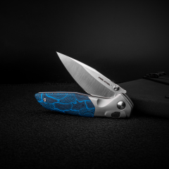 Hoeft | S35VN | Titanium & Blue Damascus G10 | 7901DB