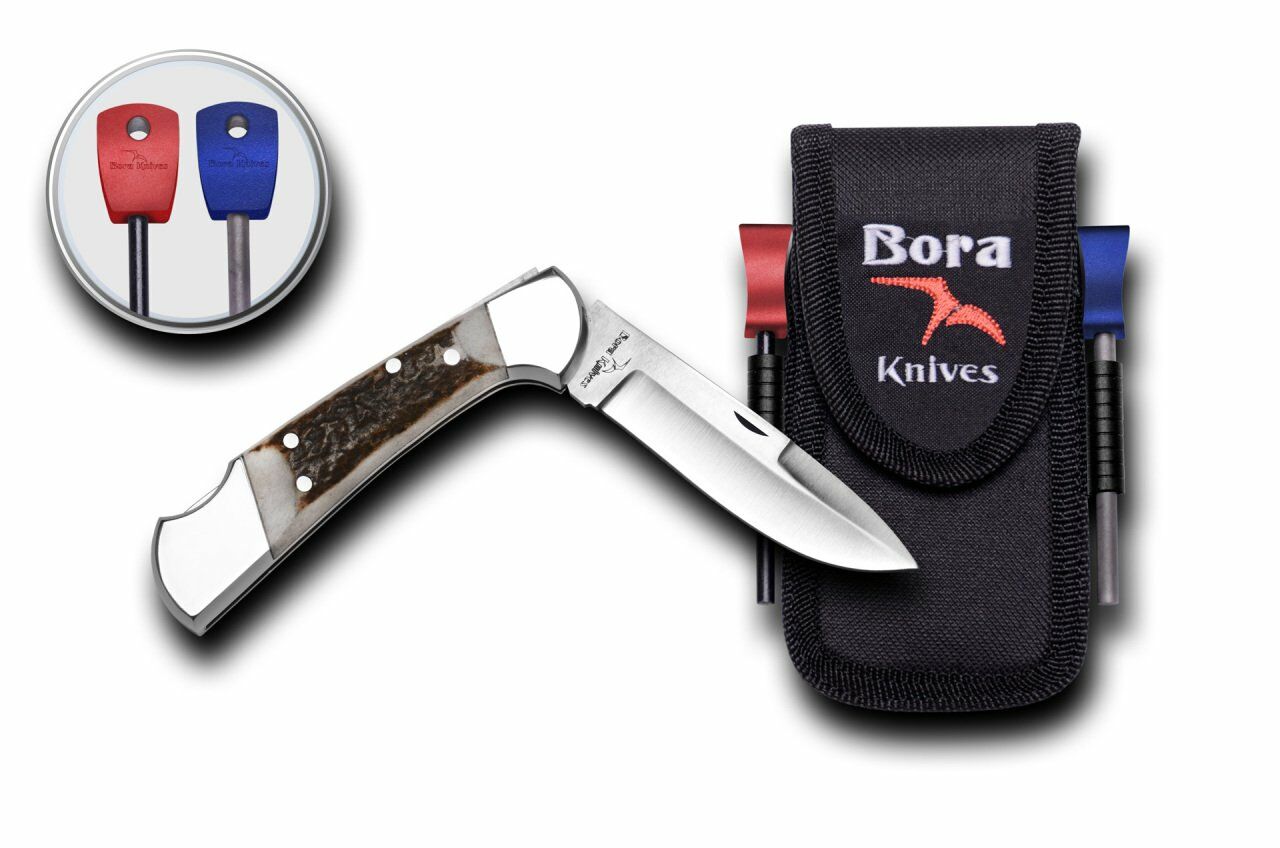Bora 203 BPS Orta Boy İnce Yuvarlak Uçlu Boynuz Saplı Çakı Survival Kit