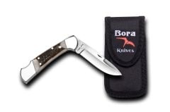 Bora 203 BP Orta Boy İnce Yuvarlak Uçlu Boynuz Saplı Çakı