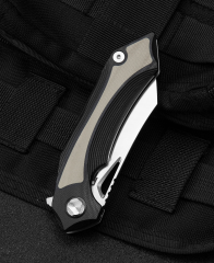 BESTECH KASTA BG45B Siyah ve Bej G10 Sap 154CM Çelik Çakı