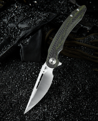 BESTECH IRIDA Karbon Fiber ve G10 Saplı Ara Katman 14C28N Çelik Çakı - BG25F