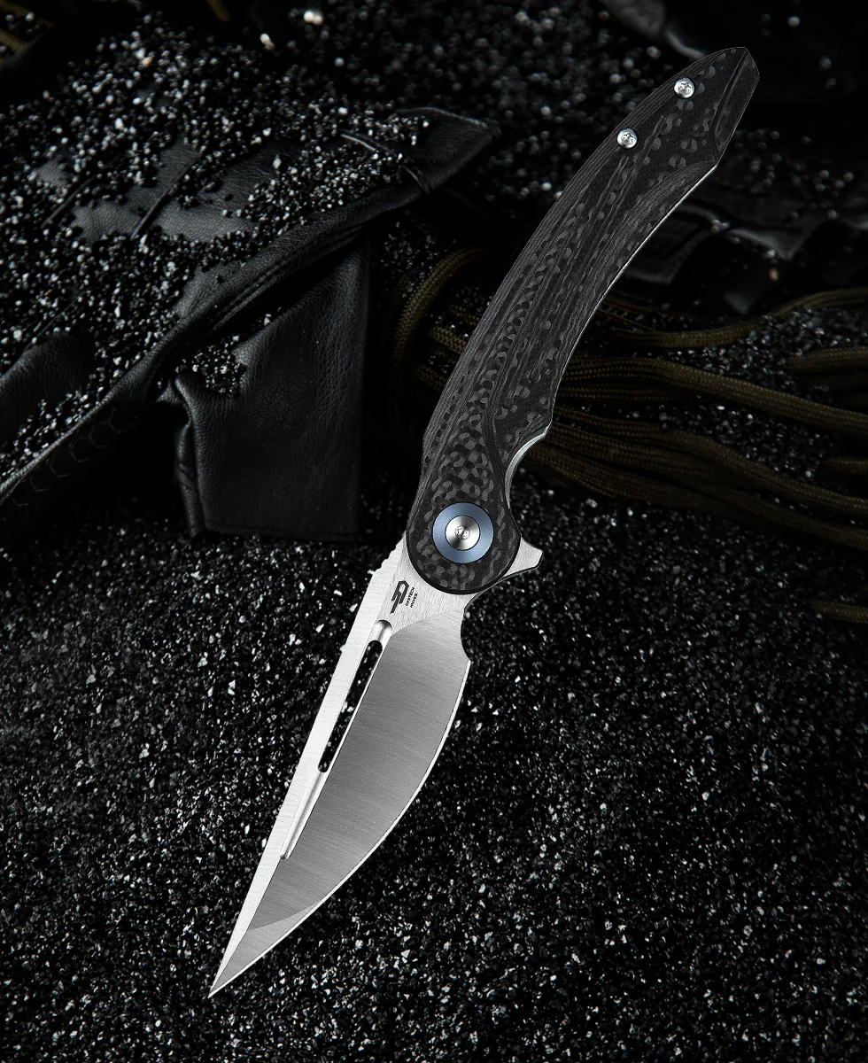 BESTECH IRIDA Karbon Fiber ve G10 Saplı Ara Katman 14C28N Çelik Çakı - BG25D
