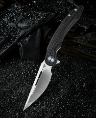 BESTECH IRIDA Karbon Fiber ve G10 Saplı Ara Katman 14C28N Çelik Çakı - BG25D