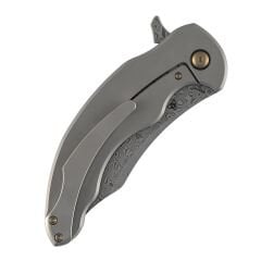 KANSEPT Gilgamesh | Flipper Shred | Karbon Fiber, Kumlanmış Titanyum Sap | Damascus Çelik Çakı | K1128A3