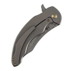 KANSEPT Gilgamesh | Flipper | Bronz Eloksallı Titanyum Delikli Sap | Damascus Çelik Çakı | K1128A5