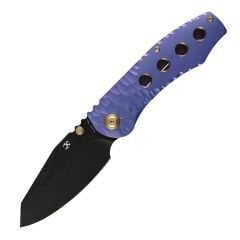 Kansept Caveman | Çerçeve Kilidi | Mor Eloksallı ve Taşlanmış Titanyum, CNC İşlenmiş Kaya Deseni Sap | CPM 20CV Çelik Çakı | K1110A4