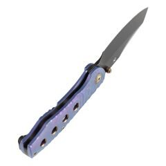 Kansept Caveman | Mor Eloksallı ve Taşlanmış Titanyum, CNC İşlenmiş Kaya Deseni Sap | CPM 20CV Çelik Çakı | K1110A4