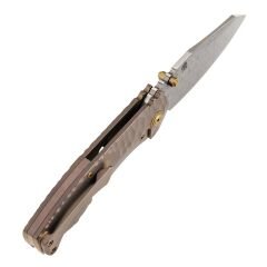 Kansept Caveman | Gül Altın Eloksallı ve Taşlanmış Titanyum, CNC İşlenmiş Kaya Desenli Sap | Damascus Çelik Çakı | K1110A6